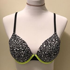 Victoria's Secret PINK Wear Everywhere PushUp Bra Black Composition 36B NEW